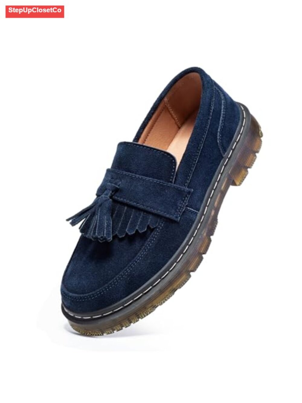 Women's Classic Penny Loafer Platform Chunky Heel Suede Slip-On Business Casual